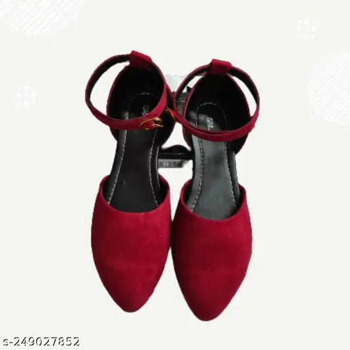 Red suede ankle bellies for girls, versatile and stylish flats for office or parties in Gillkart Alley Walk Women's red bellies sandals