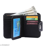 Black artificial leather wallet, Wildauk men and women's textured wallet with 5 card slots, regular size (11cm x 9cm), features 2 hidden pockets and 2 cash compartments