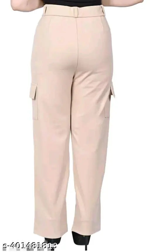 Brown cotton blend solid pant by MJ fashion for women's size 26, 28, 30, 32, 34, 38, 40. Made in India
