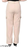Brown cotton blend solid pant by MJ fashion for women's size 26, 28, 30, 32, 34, 38, 40. Made in India
