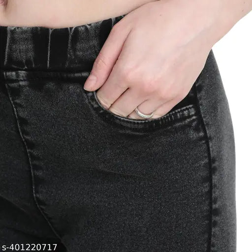 Black denim Lycra skinny jegging, dyed/washed, size 32, women's fashion