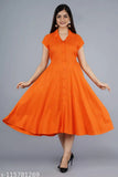 Rayon ploka dot print short-sleeved kurti, Indian traditional outfit for women in Orange color with printed combo