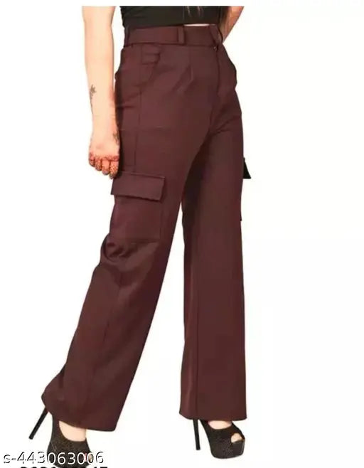 Maroon cotton maternity trousers