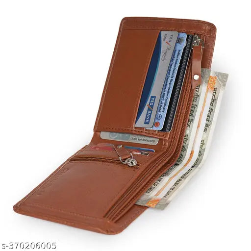 Faux leather classic world New Fancy men's bi-fold wallet, textured net pattern, 2 compartments, free size (11cm x 5cm)