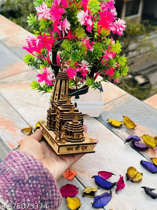 Small, handmade wooden Shri Ram mandir, wooden Ram temple for home decoration