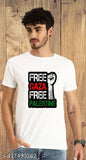 Palestine printed t-shirt, Save Palestine message on short sleeve polyester shirt