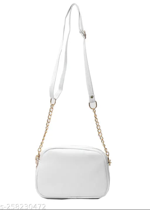 Silver chain handle sling bag for girls