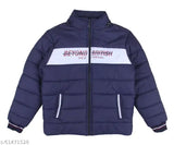 Blue and black padded jacket with hood