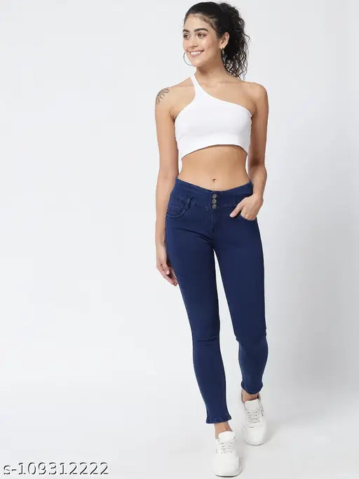 M Moddy 3 button slim fit women's blue jeans