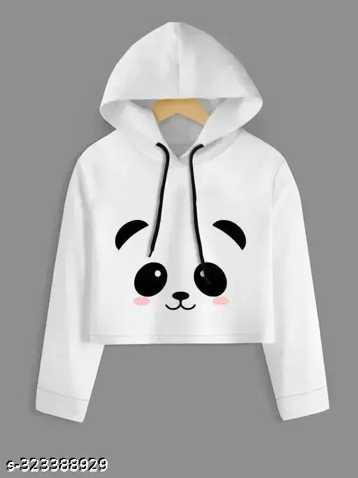 Acrylic printed hooded sweatshirt for women, long sleeves, premium quality fleece, winter wear