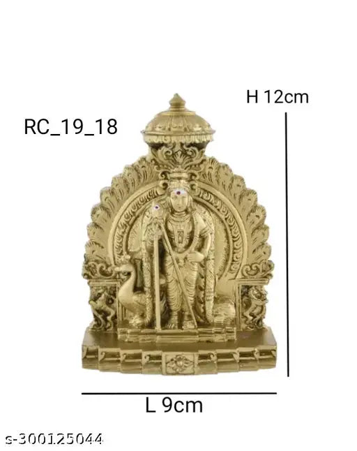 Handcrafted Indian Murugar resin god idol, traditional artwork on religious altar