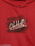 Maroon Printed Hooded Cotton Fleece Sweatshirt for Boys