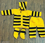 Woolen new born baby sweater pajama & socks set in solid design, perfect for chilly nights, Indian origin