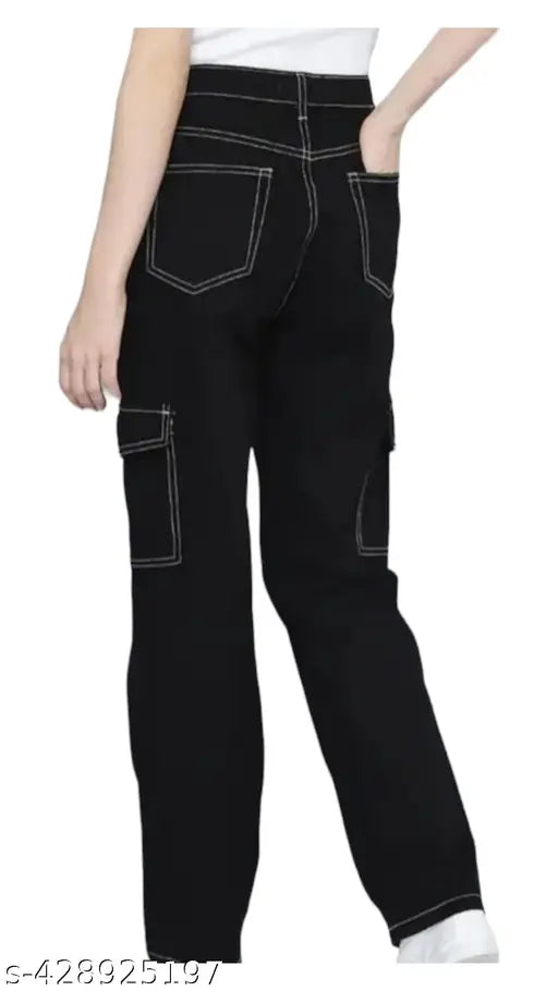 Denim baggy jeans for men, solid net quantity 1, trendy cargo style casual jeans, size 24-34 from India