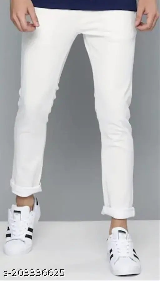 Denim Clubrocks Comfirt white men's jeans, solid pattern, size 28, 30, 32, 34, or 36. Made in India