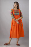 Orange rayon anarkali, lightweight & comfortable women's kurti for casual wear, trendy fashion statement