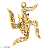 Metal wall hanging with Satik and Ganesh design, handicraft & artifact showpiece, traditional patterns meet spiritual symbolism, ideal for office walls or room decor (7 cm H x 7 cm W)