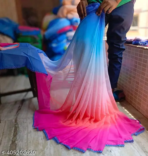 Multi-colored georgette saree
