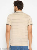 Camel stripe cotton blend men's polo t-shirt, short sleeves, India origin