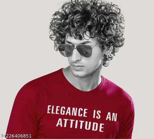 Maroon high-density cotton round neck half sleeve T-shirt by PEPP N HAGG, stylish for everyday use
