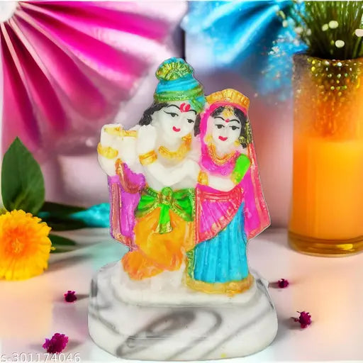 Radhe Krishna Cultured Marble Murti Statue 4 inch