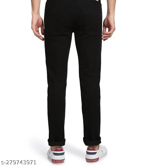 Comfortable black denim skinny fit jeans for men by MARKVIEW - solid style, size 26, 28, 30, 32