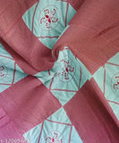 Red embroidered cotton fitted double bedsheet set with 2 pillow covers, perfect for summer, machine washable