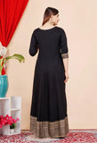Black long kameez, women's fashion, golden floral print