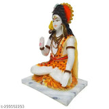 Marble Lord Shiva statue in meditation pose, Hindu god figurine with Bhole Nath Idol design - height 4in