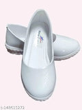Durable patent leather and rubber net kids' white school shoes, comfortable for all-day wear, perfect for new school year
