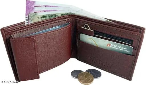 Tan artificial leather wallet, 10 card slots, perfect blend for casual-formal use