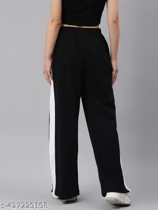 Black and white high-waisted trousers