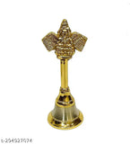 Marble Chaturbahu Vishnu statue with Ram, Lakshman, Sita murti and Puja ghanti bell - Indian home decorative art, premium quality product