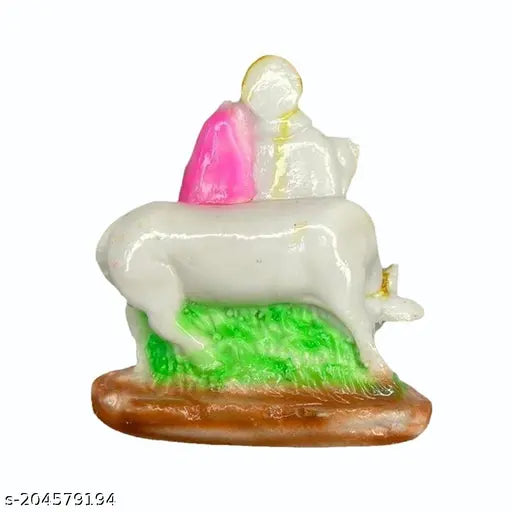 Antique finish Radha Krishna Cow sculpture, premium polystone, unique Indian home decor Idol for temple, office, or home
