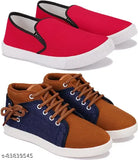 Red and white children's sports shoes with velcro closures