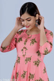 Rayon printed anarkali with three-quarter sleeves, Indian traditional outfit