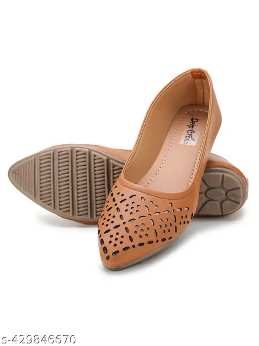 Orange embossed ballerina flats