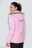 Quilted nylon jacket, PU fabric, long sleeves, solid pattern, women's wear, zipper details