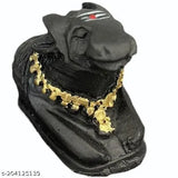 Black Small Matt Finish Poly Resin Shiva's Cow Statue for temple/home, ideal gift item for housewarming
