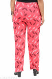 Pink and black printed cotton pyjama lower track pants