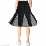 Rayon black skirt for women, trendy and comfortable self-design net pattern. Size: 26 (waist 26in, length 28in), made in India