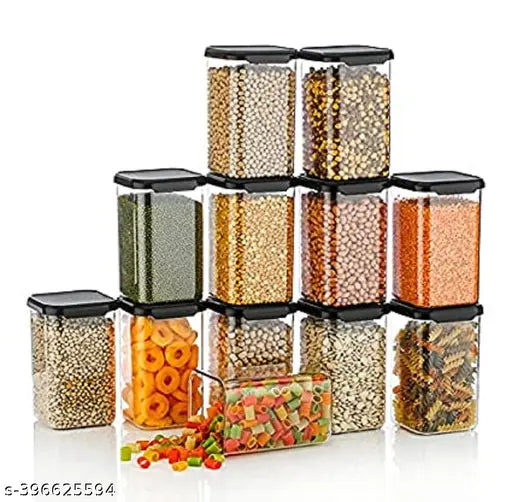 Black plastic unbreakable grocery container pack of 12, 1200ml