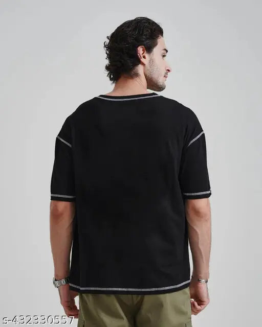 Men's oversized fit cotton t-shirt, drop shoulder design - soft, high-quality Indian boutique clothing in solid color (S: 38in x 26in, M: 40in x 26in, L: 42in x 27in, XL: 44in x 27in)