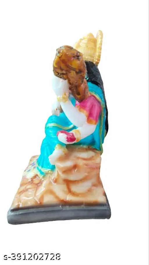 Marble Sarswati Mata idol, 4.5x4x6 inches, Indian religious figurine for table decor