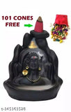 Handcrafted black poly resin Shiv Adiyogi Mahadev incense holder with 101 scented cones, decorative showpiece, 8cm x 11cm x 10cm