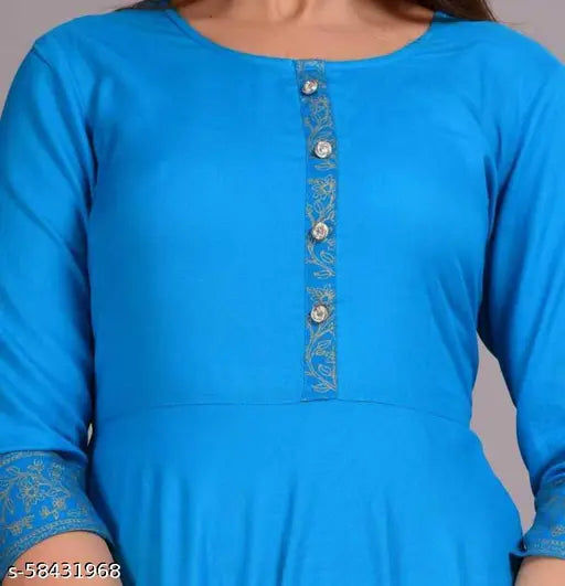 Royal blue embroidered kameez with decorative border and zip closure