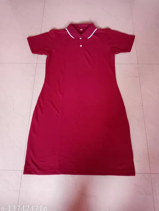 Coller long t-shirt, women's solid net short sleeve, trendy style, available in smart colors, made in India