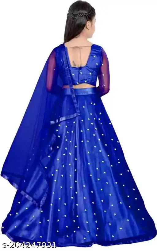 Embellished Kids Girls net lehenga choli set with dupatta, popular Indian designer fashion for girls aged 2-14 years