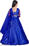 Embellished Kids Girls net lehenga choli set with dupatta, popular Indian designer fashion for girls aged 2-14 years