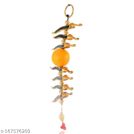 Metal Nimbu Mirchi wall hanging showpiece, traditional Indian nazar battu for good luck and positive energies